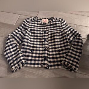 Brooks Brothers Navy and White Checkered Jacket size‎ 0